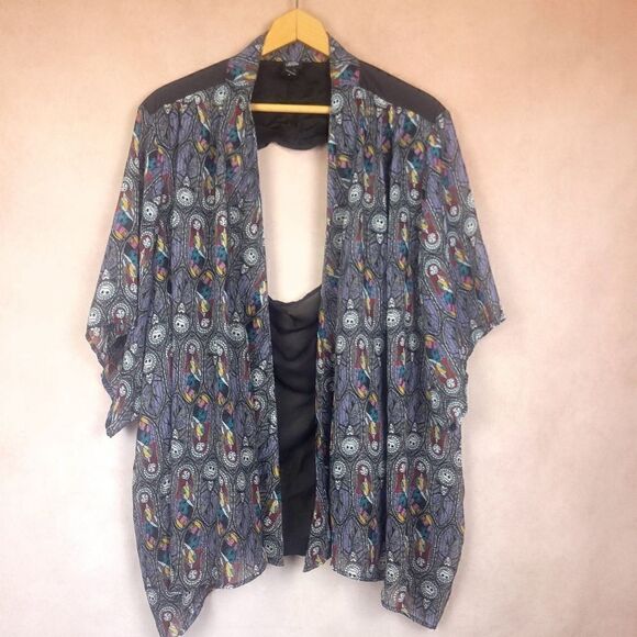 Nightmare Before Christmas Halloween Open Front Open Back Cardigan Duster - Picture 5 of 7